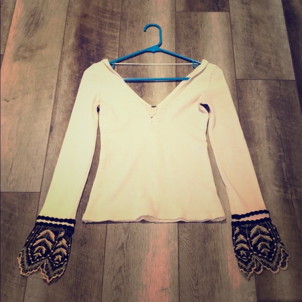 Thermal top by free people with decorative sleeves